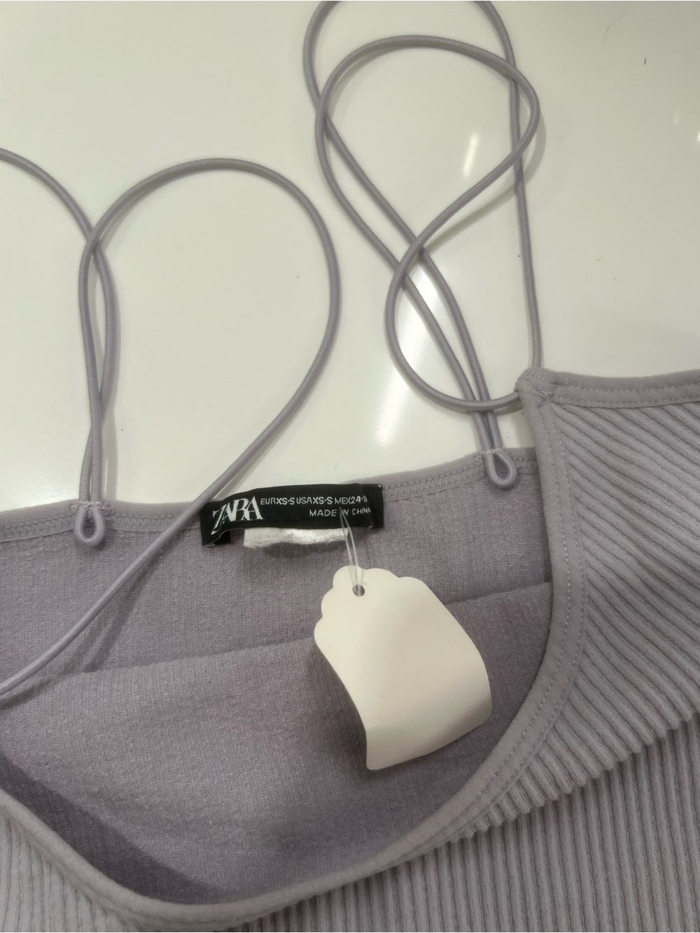 Zara Lilac Ribbed Spaghetti-Strap Crop Tank - Picture 3 of 3